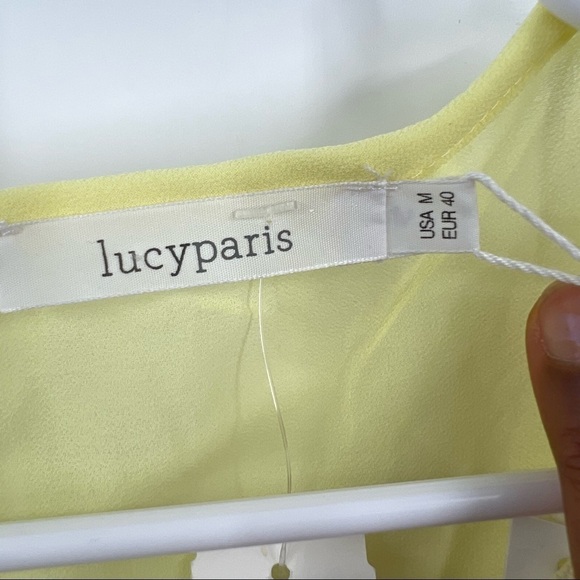 Lucy Paris yellow bejeweled blouse top size M - Picture 6 of 10